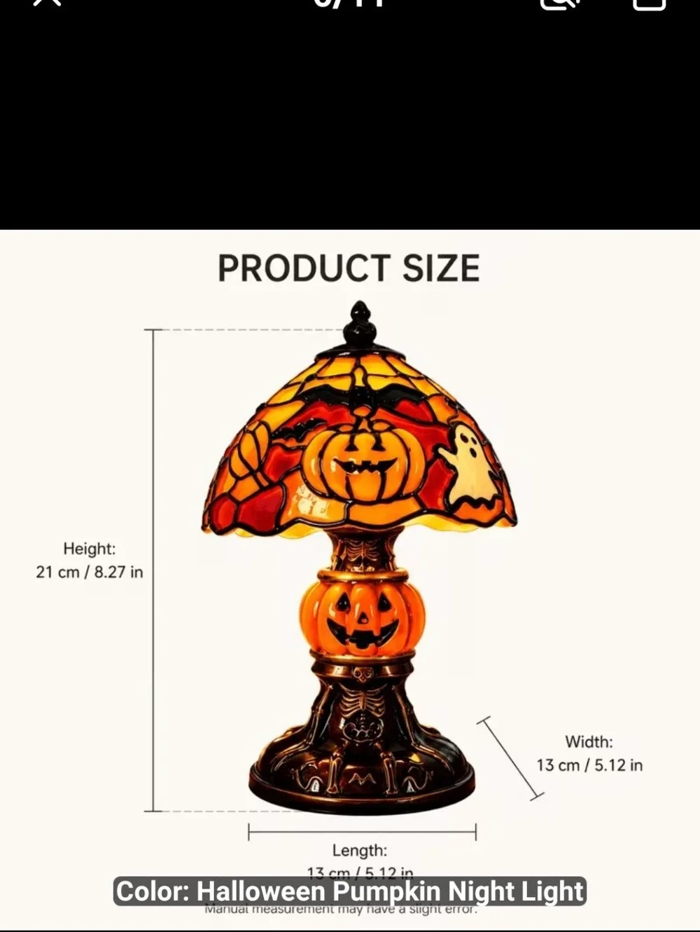 New Halloween Pumpkin Stained Glass Look Table Lamp - 1623-1435